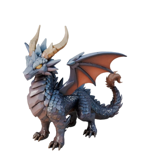 Мультяшный кристальный дракон 3D модель - стилизованный ассет для анимации