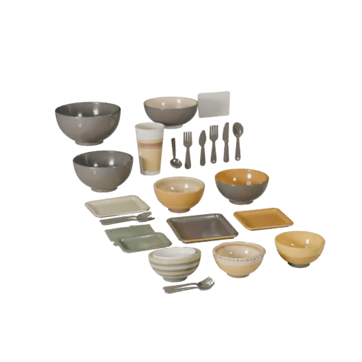 Picnic Salad Bowl Set 3D Asset for Online Browsers