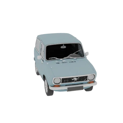 3D модель голубого автомобиля ВАЗ-2112, вид спереди