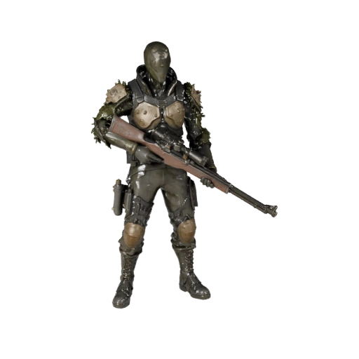 Модель персонажа снайпера врага в стиле научной фантастики - с ригом