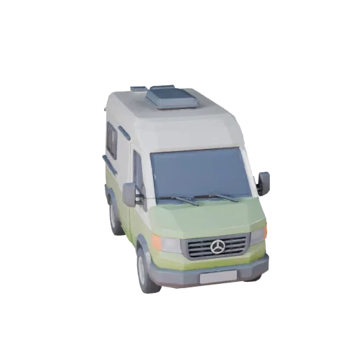 Низкополигональный дом на колесах 3D модель для Unity и Unreal PBR Asset