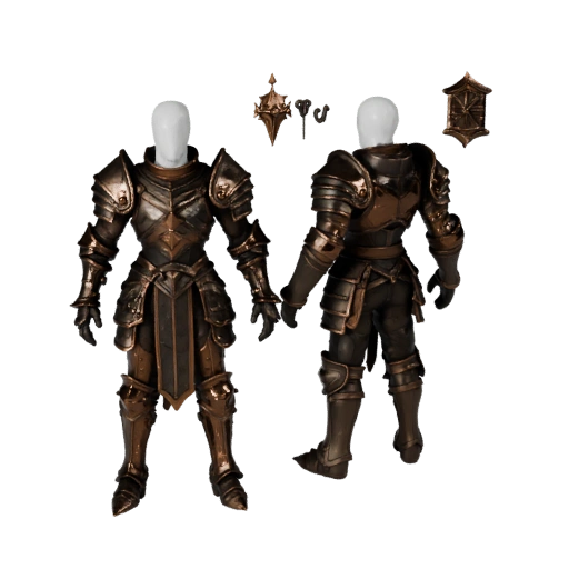 Фэнтезийный бронированный Рыцарь - модель персонажа со скелетом