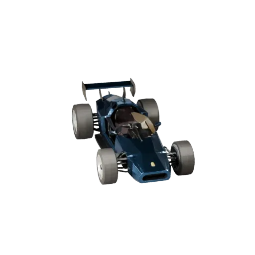 Низкополигональная 3D-модель винтажного гоночного автомобиля, вид из игрового окна в три четверти, низкополигональный актив т
