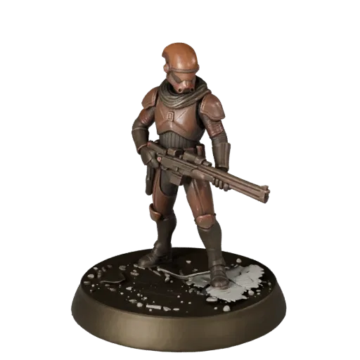 Коллекционная 3D-модель Героического Инопланетного Десантника, демонстрирующая силуэт, студийный вид крупным планом, позу и д