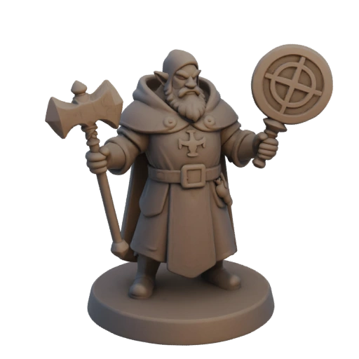 Фэнтези гном клирик миниатюра STL - Страж