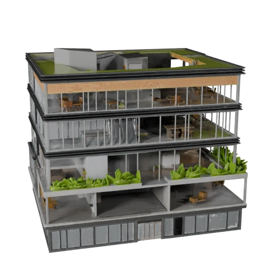 Low Poly Coworking Office Building 3D Model for Games & VR