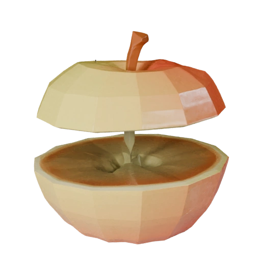 Low Poly Sliced Apple 3D Asset for Realtime Levels