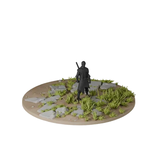 Предпросмотр низкополигональной 3D-модели снежной основы для сцен, показывающий форму ободка, вид в три четверти, высоту и те