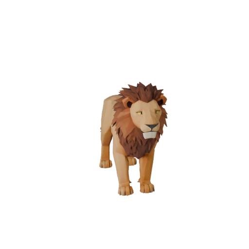 Низкополигональный африканский лев 3D модель - игровой ресурс Unity с FBX