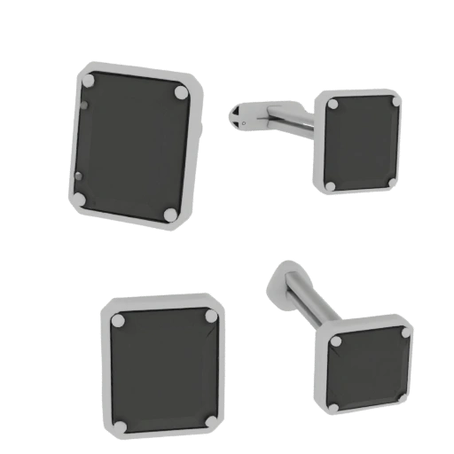 Gem Set Cufflink 3D Asset for Print Hobby Builders