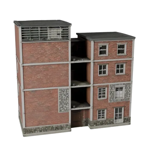Модульный средневековый строительный набор высокополигональная 3D модель, крупный план архитектурного рендера, показывающий м