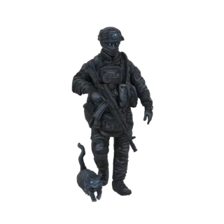 Тактический солдат с кибернетической кошкой 3D модель