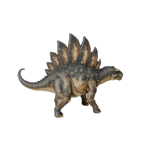 3D модель Стегозавра, рендер дикой природы сбоку, готовая для Blender модель животного с противовесом хвоста, силуэтами когте