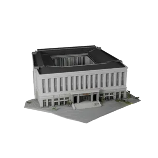 Высокополигональная 3D модель здания музея для Архитектурной визуализации