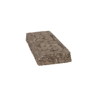 3D model of a rectangular ancient stone paving slab with irregular stone pieces and a weathered texture.