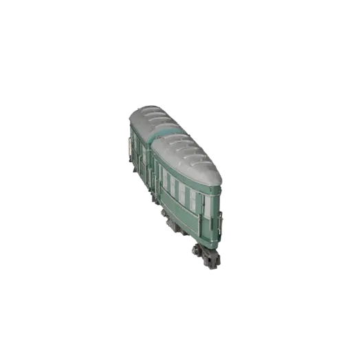 3D модель винтажного пассажирского поезда, трехчетвертной студийный вид, готовый для Blender актив транспортного средства с р