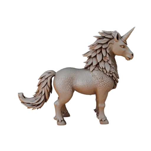 3D-модель единорога High Poly Unicorn STL, изометрический вид, готовая к печати фигурка животного с фэнтезийной анатомией, ге
