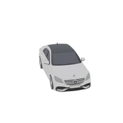 3D модель белого Mercedes-Benz S-Class W222 в обвесе Brabus, вид спереди и сбоку