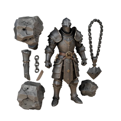 Фэнтези Рыцарь Модель Персонажа - с ригом