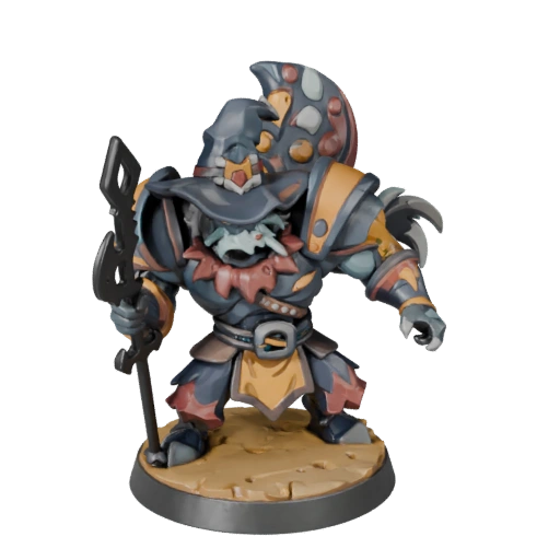 Stylized Monster Wizard Miniature | Realtime Game Pack