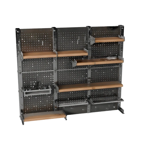Industrial Pegboard Wall 3D Asset for Game Engines