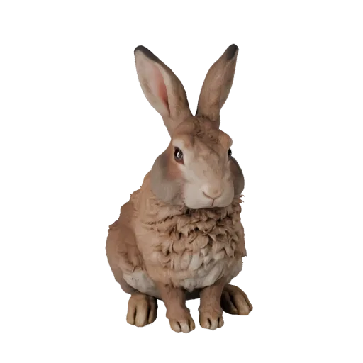 3D модель кролика, вид сбоку игровой камеры, готовый для Unity ассет животного с четкой анатомией, естественной массой тела,