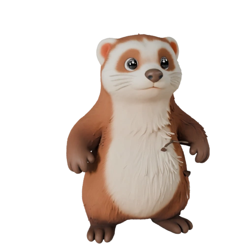 Мультяшный хорек 3D модель - Стилизованный ассет для анимации | PBR