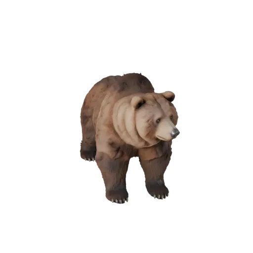 3D модель медведя гризли, вид сбоку, рендер дикой природы, готовая к работе в Blender модель животного с густыми клочками шер