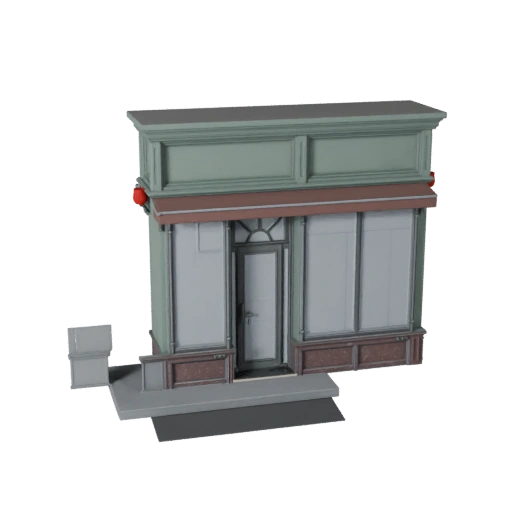 Hohe Poly Ladenfront Fassade 3D Modell für Archviz für Architektur