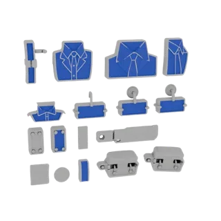 Готовая к печати 3D модель запонок с камнями, студийный профиль, показывающий форму, поверхность и масштаб запонок.