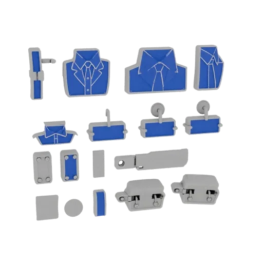 Готовая к печати 3D модель запонок с камнями, студийный профиль, показывающий форму, поверхность и масштаб запонок.