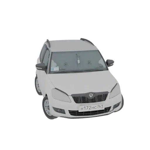 Вид спереди три четверти белой 3D-модели Skoda Fabia Wagon на белом фоне.