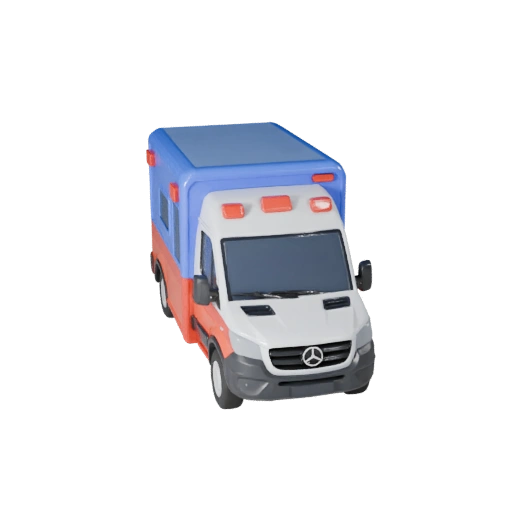 Мультяшный автомобиль скорой помощи 3D модель для стилизованных игр, PBR ассет