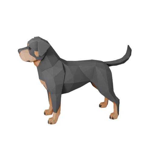 Низкополигональная собака породы ротвейлер 3D модель - игровой ресурс Unity с FBX