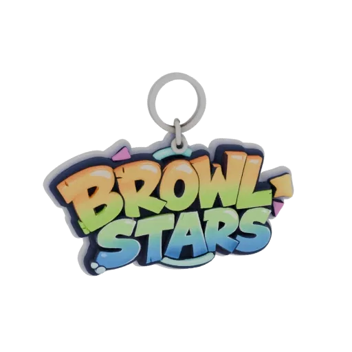 3D модель брелока Brawl Stars с надписью в стиле граффити, окрашенной в яркие градиентные цвета