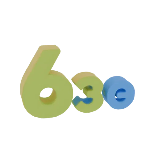 3D модель объемной надписи "6 Э" из отдельных букв и цифр в ярких цветах, готовая для 3D-печати.