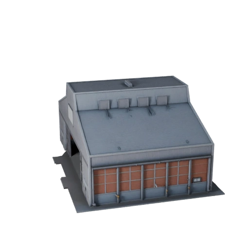 Modello 3D di Hangar per Aeroplani Low Poly per Asset di Gioco in Tempo Reale