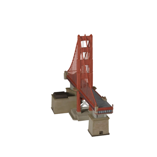Стилизованный мост Золотые Ворота 3D Модель - Игровой Ассет в Реальном Времени