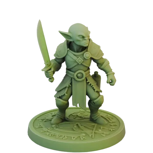Фэнтезийная миниатюра Гоблина Воина Rush STL, трехчетвертной настольный рендер, миниатюра врага, пригодная для печати на смол
