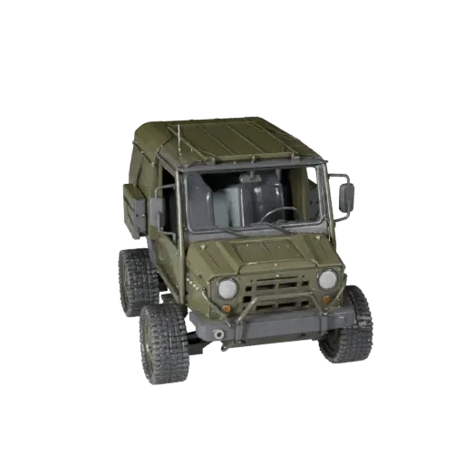 3D-модель военного джипа, трехчетвертной игровой видовой экран, готовый для Unity ресурс транспортного средства с массивной б