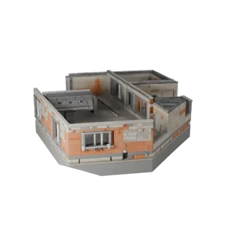Модульный комплект крыши, печатная STL 3D модель, изометрический вид, показывающий материалы модульного строительного комплек