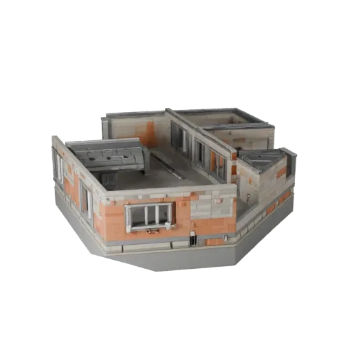 Модульный комплект крыши, печатная STL 3D модель, изометрический вид, показывающий материалы модульного строительного комплек
