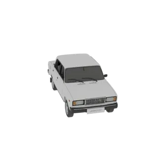 Рендер 3D модели белого седана Lada 2107, вид с немного приподнятого передне-правого угла.