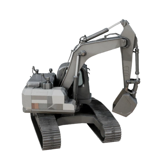 Низкополигональный гусеничный экскаватор 3D модель для Unity и Unreal