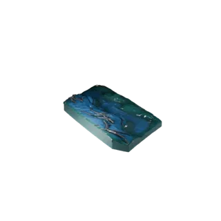 Стилизованная 3D модель родника, стилизованный изометрический рендер окружения, показывающий влажный камень, края воды.