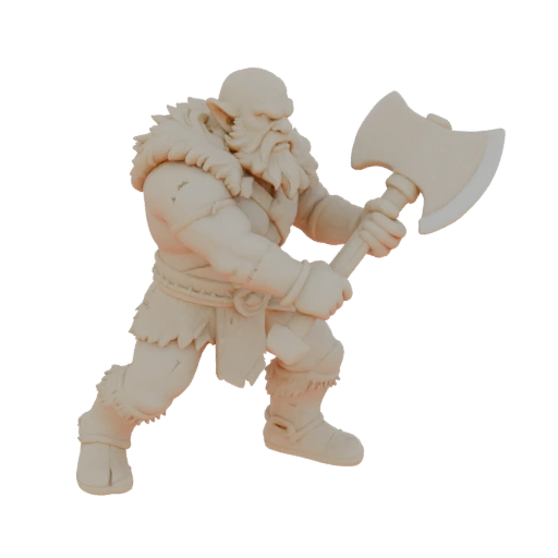 Фэнтези гном варвар миниатюра STL - Заряд