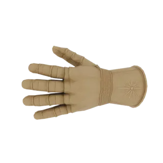 3D модель одного витого наруча с сегментированными пальцами и декоративной манжетой, показанная на белом фоне.