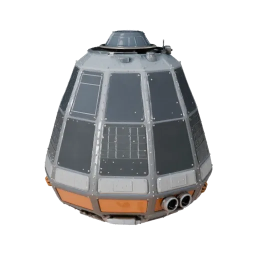 3D-модель Crew Capsule, вид игры в три четверти, готовый к использованию в Unity актив транспортного средства с силуэтом мисс