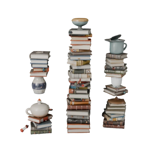 Высокополигональная стопка книг 3D модель для студии