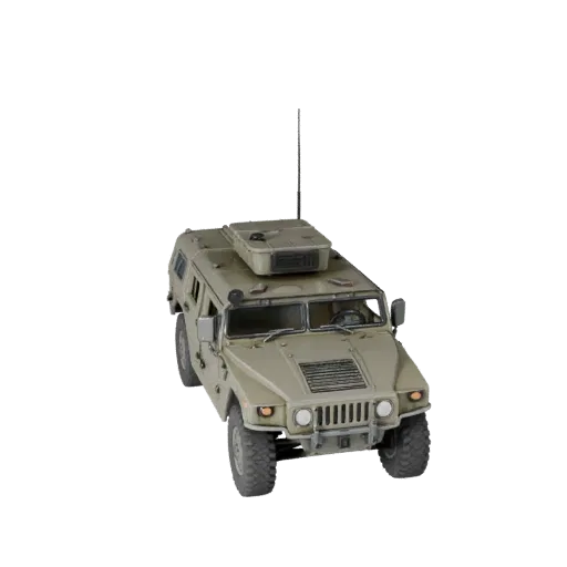 3D модель Humvee, готовая к использованию в играх, трехчетвертной студийный вид, готовый к производству актив транспортного с
